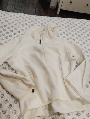 Andrew Marc Cream Teddy Jacket with Funnel Neck